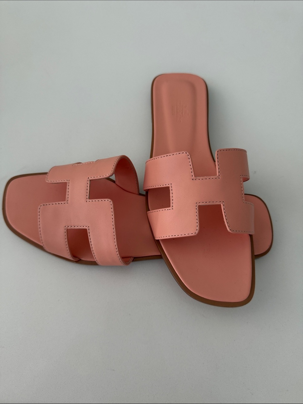 Coral Pink Leather Slide Sandals for Women